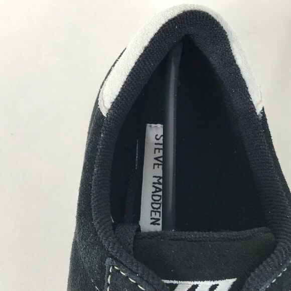 NEW Steve Madden Jockk Black Suede Sneakers Women's Size 10 Leather Lace Up - Picture 4 of 13